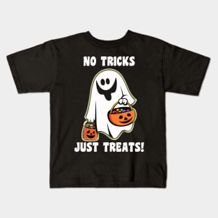 No Tricks Just Treats Funny Halloween Ghost Kids T-Shirt